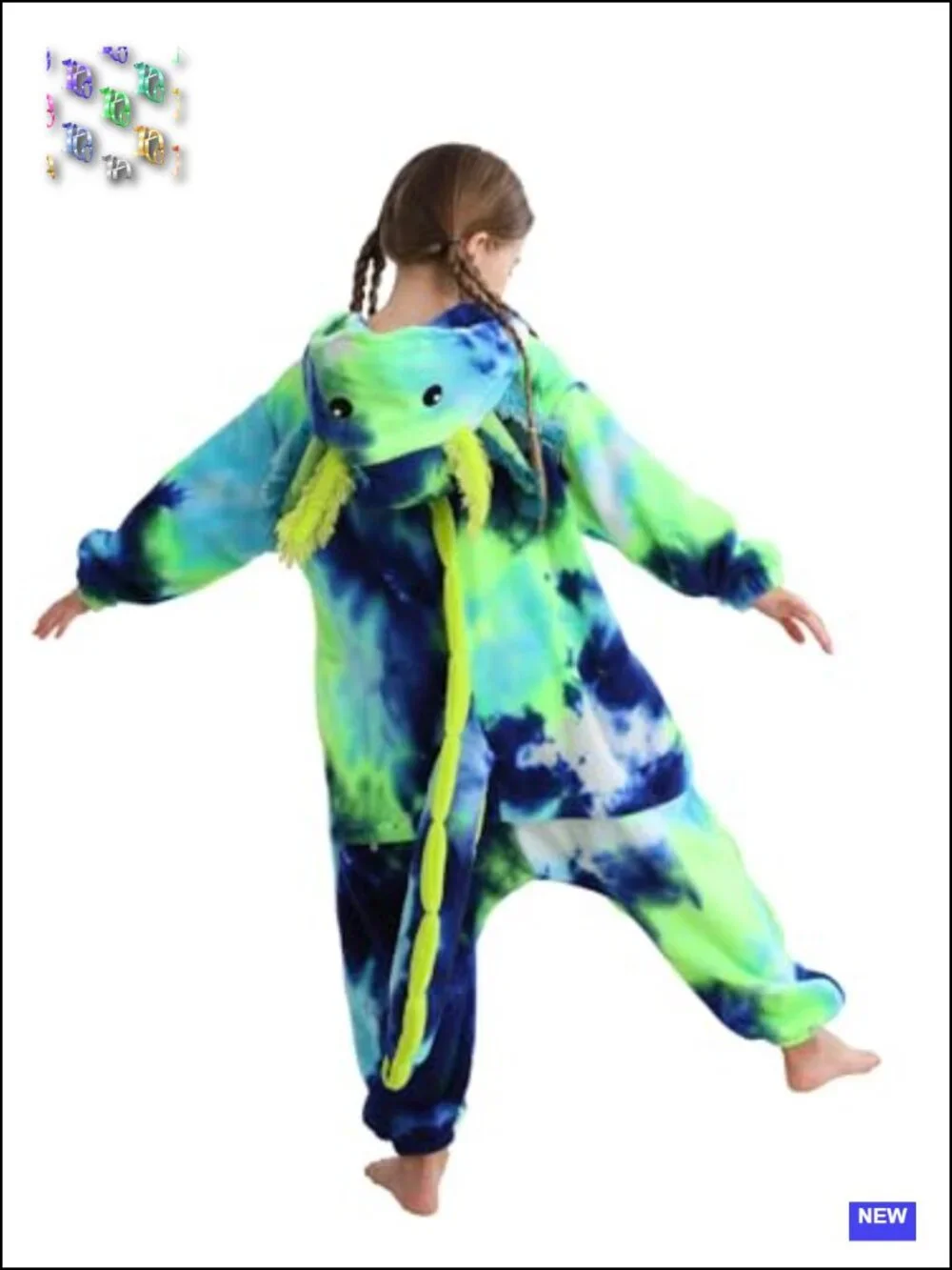 Flannel Axolotl Onesie Pajama Costume for Kids